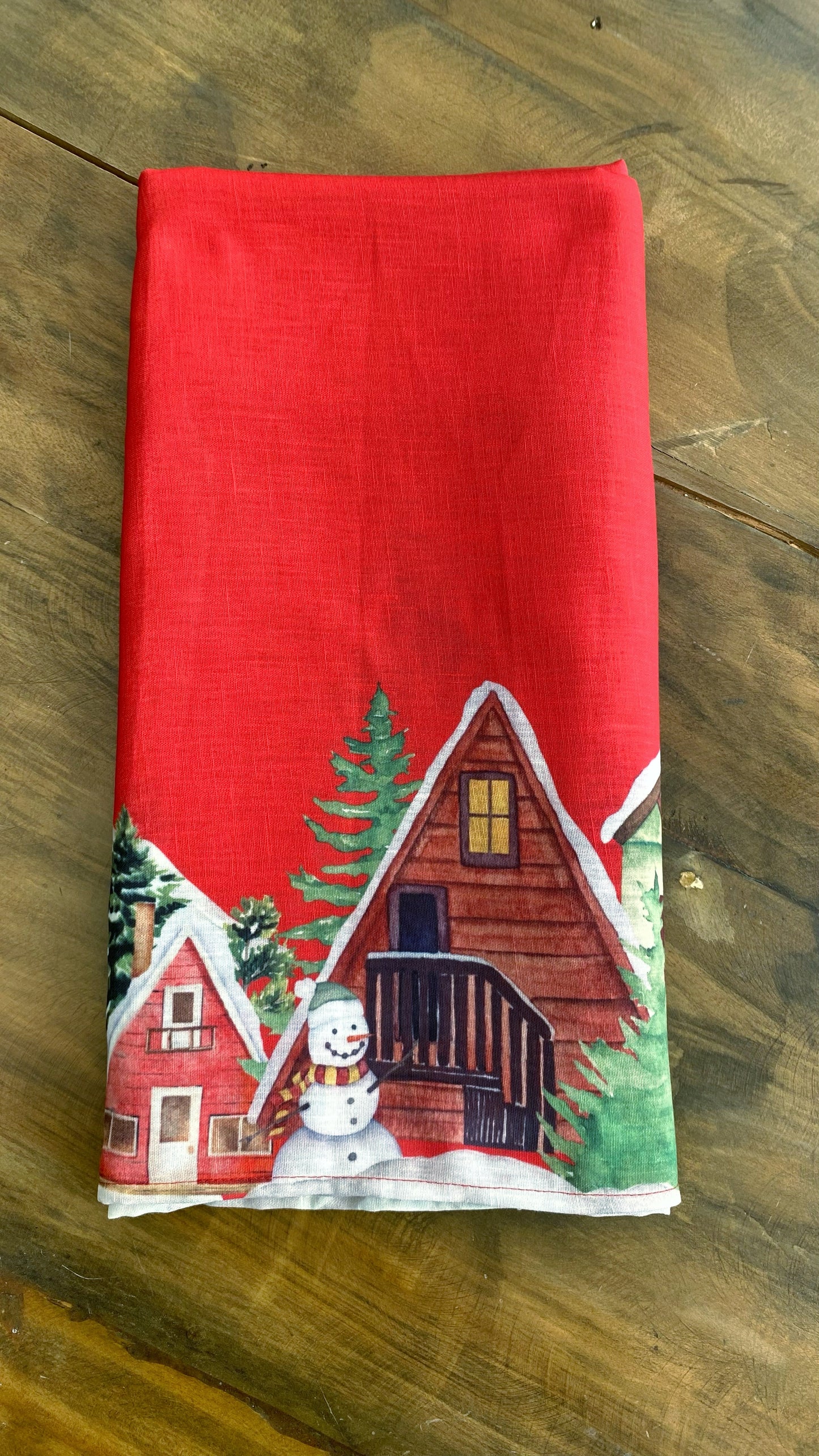 Servilletas colección navidad - casitas fondo rojo