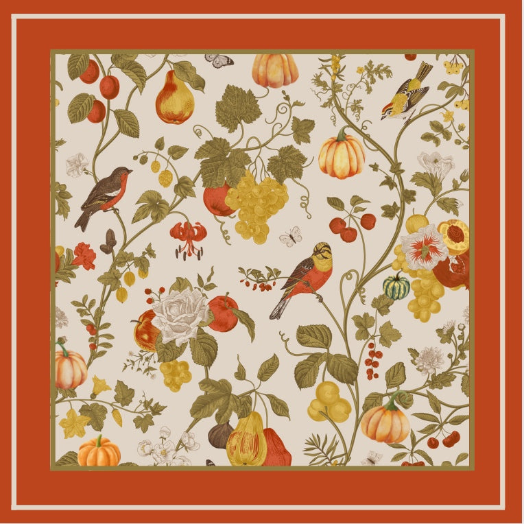 Mantel colección otoño-pajaros y calabazas