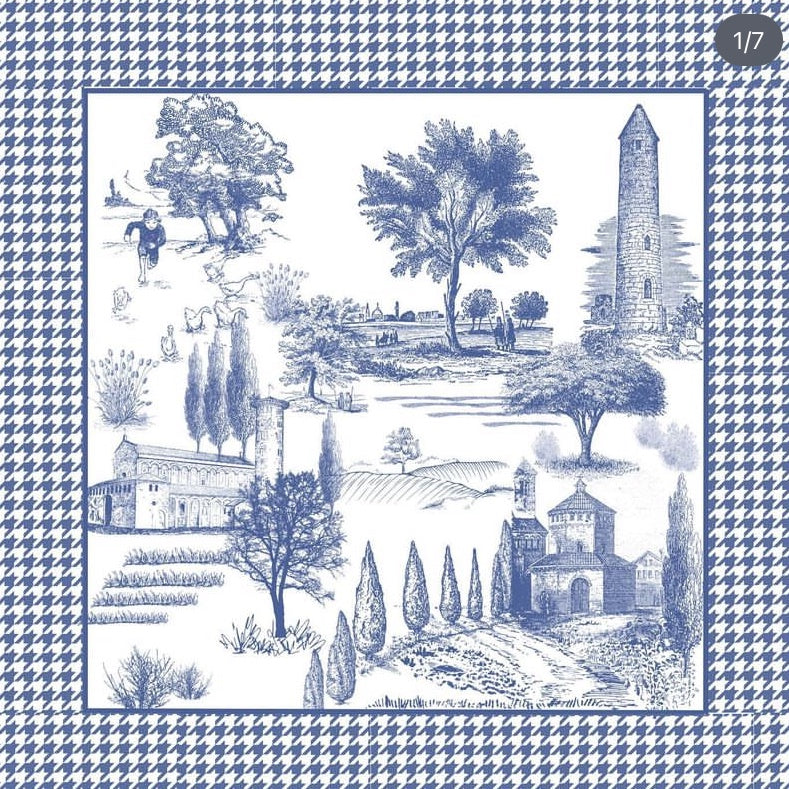 Servilletas - dilo con flores- toile borde cuadros